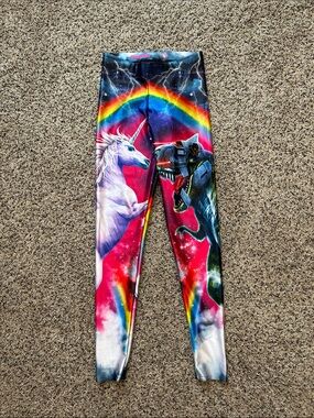 Blackmilk Rainbow Unicorn vs T-Rex Women’s Leggings - Multicolor